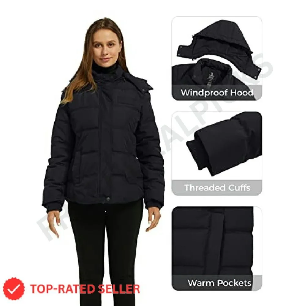 Quilted Puffer Jacket Hooded Winter Coat Thickened Elegant Chic Outerwear